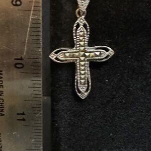 Sterling Silver and Marcasite Cross Pendant